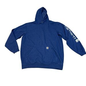 Carhartt Men’s Loose Fit Blue Sleeve Logo Hoodie Sweatshirt Size XL Tall